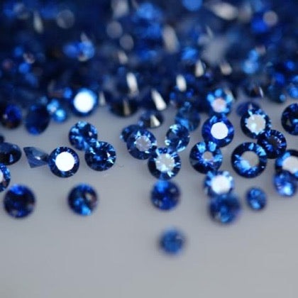 1 to 2 mm Round Brilliant Diamond Cut Blue Sapphires