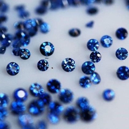 1 to 2 mm Round Brilliant Diamond Cut Blue Sapphires