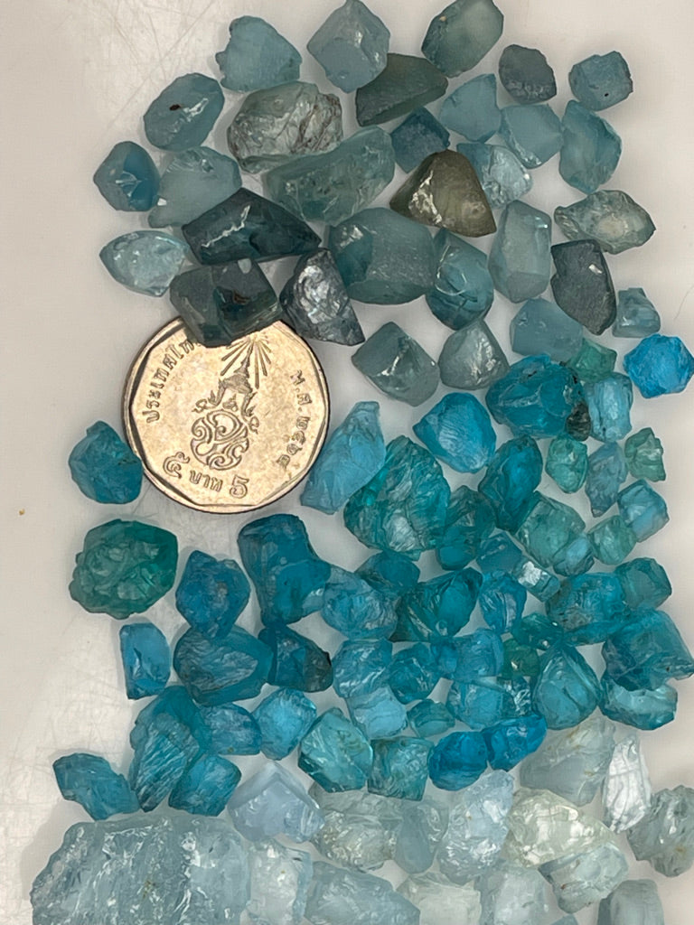 Mixed Blue Facet Grade Blue Stones Aquamarine, Zircons, Apatite