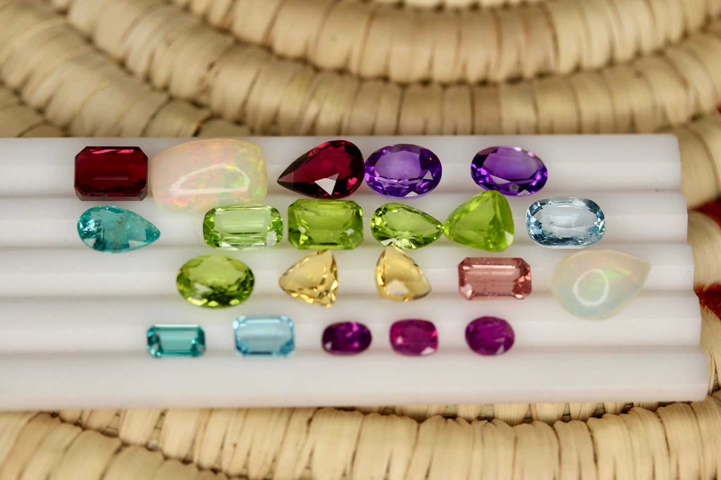 37 carats Mixed Loose Stones Kashmir Sapphires Aqua Peridots Apatite Opals Garnets Citrine Tourmaline Amethyst