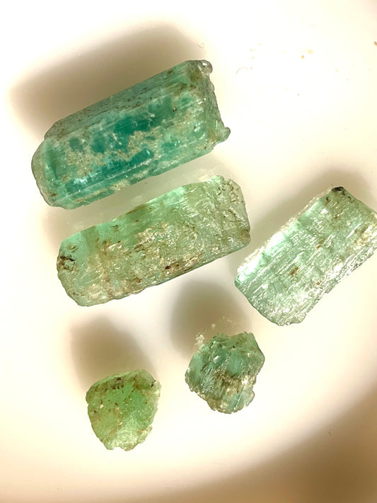 Raw emerald crystals for collection 