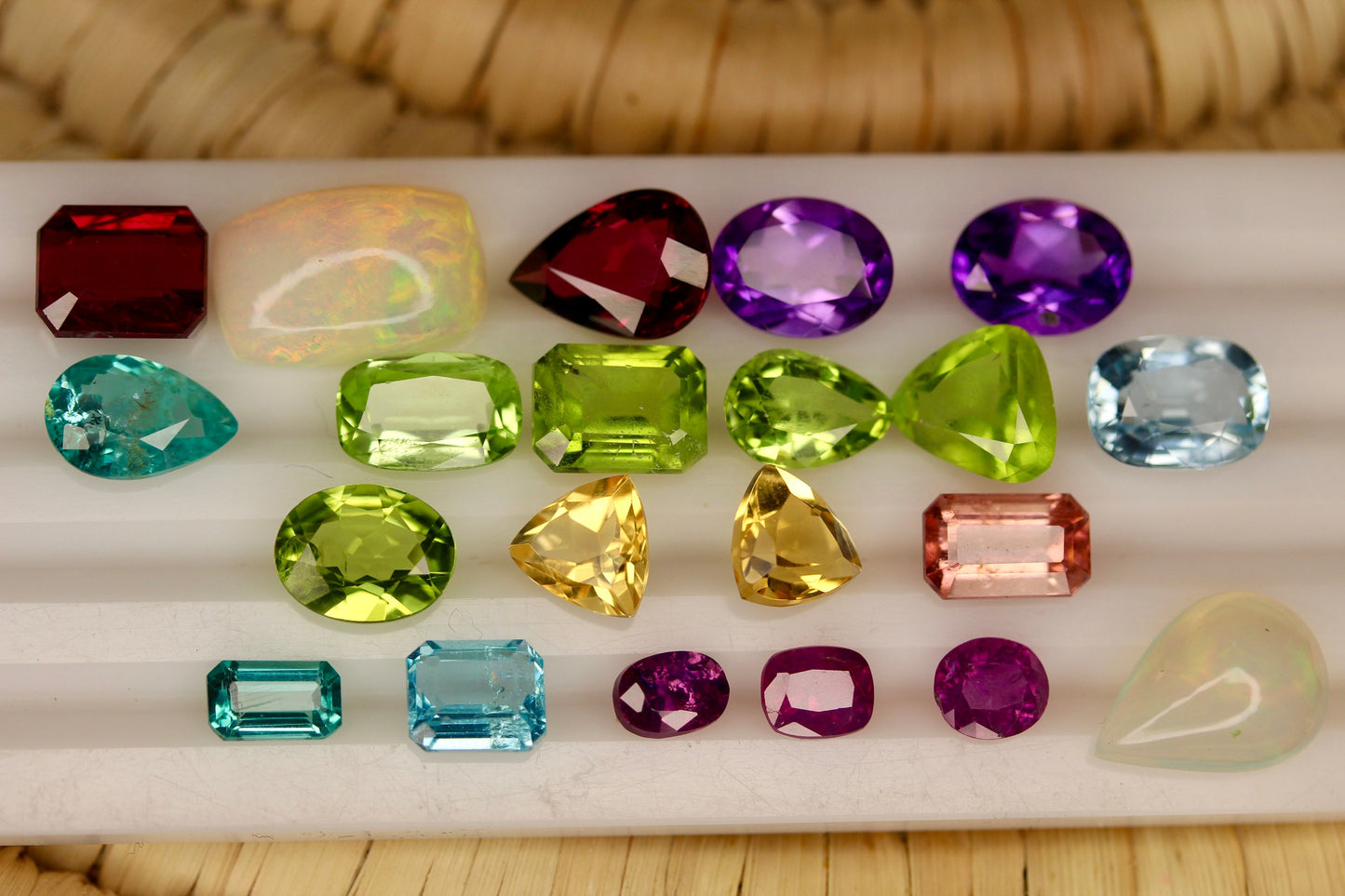 37 carats Mixed Loose Stones Kashmir Sapphires Aqua Peridots Apatite Opals Garnets Citrine Tourmaline Amethyst