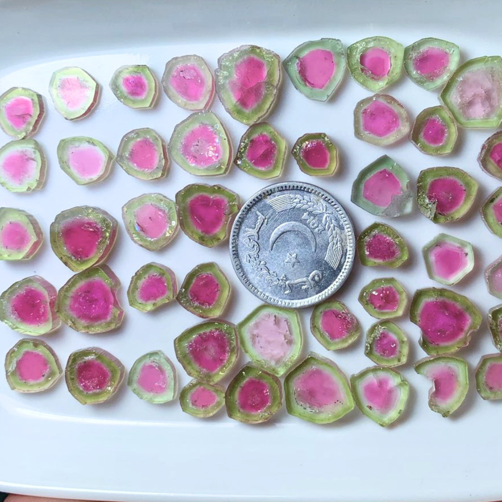 100 carats Natural Watermelon Tourmaline Slices | Pink Tourmaline Stones