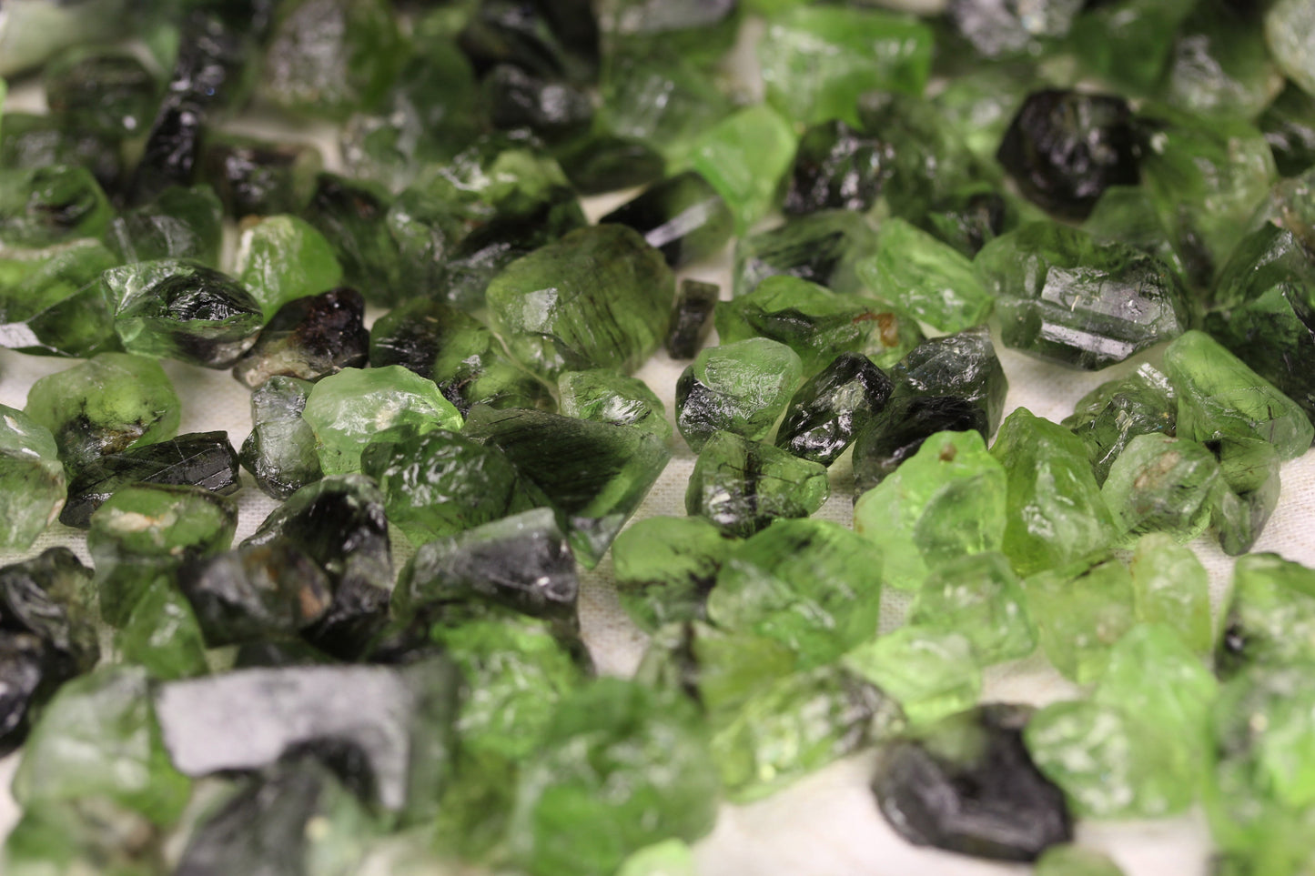 100 grams / 500 carats Natural Raw Peridots with Ludwigite Inclusions