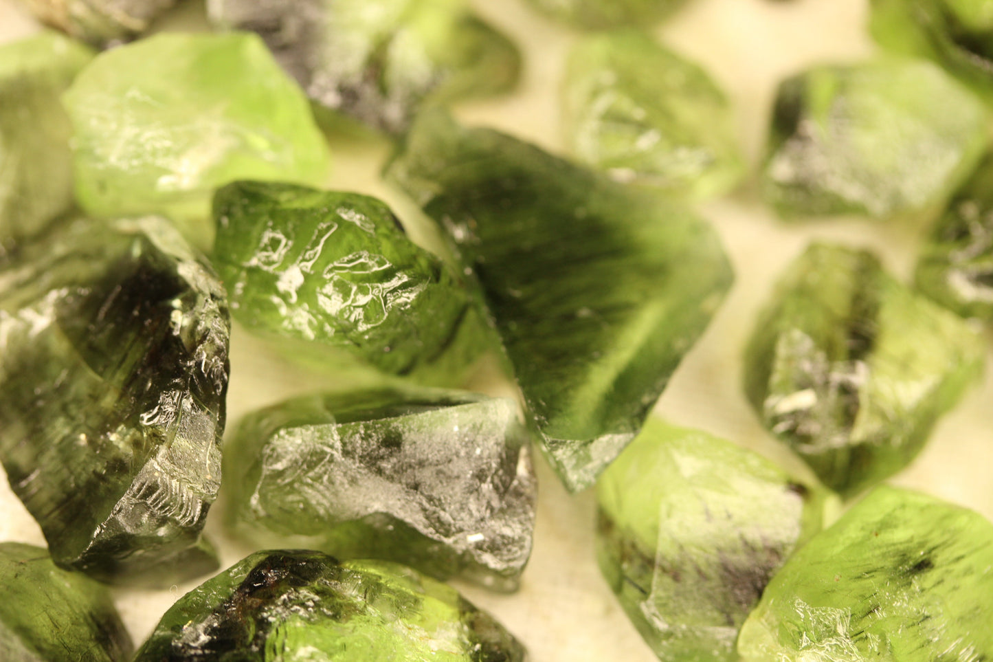 100 grams / 500 carats Natural Raw Peridots with Ludwigite Inclusions