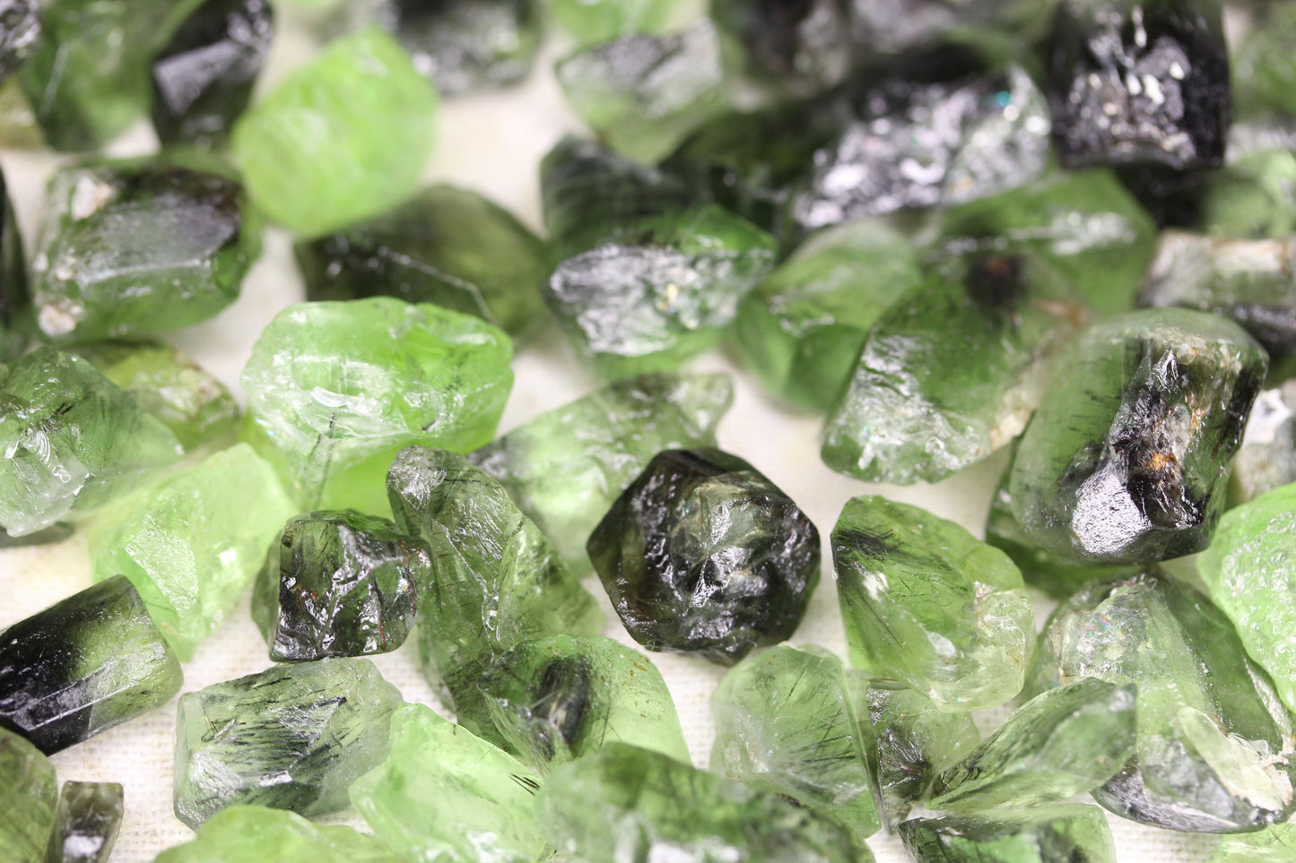 100 grams / 500 carats Natural Raw Peridots with Ludwigite Inclusions