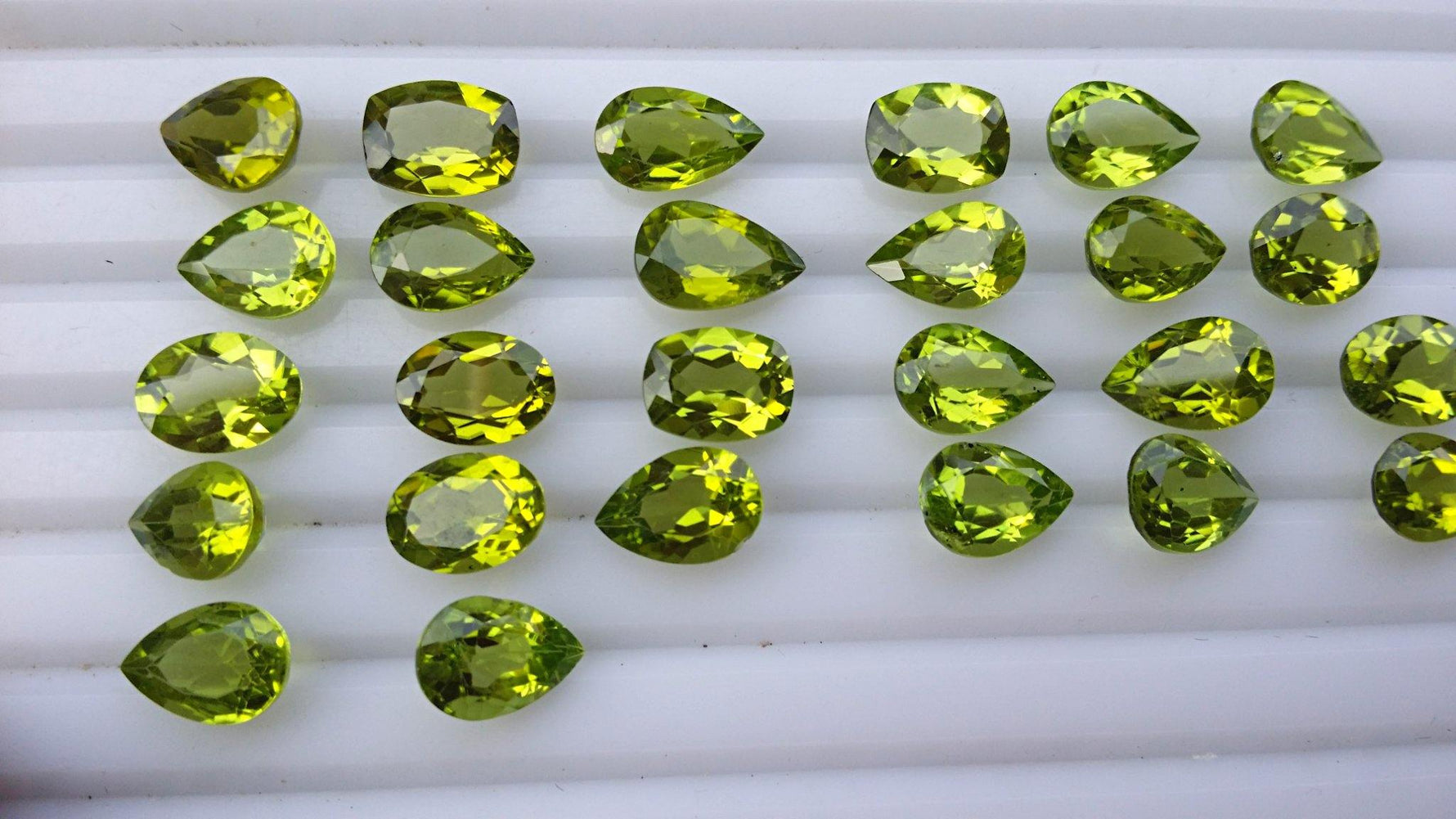 Cut Peridot gemstones