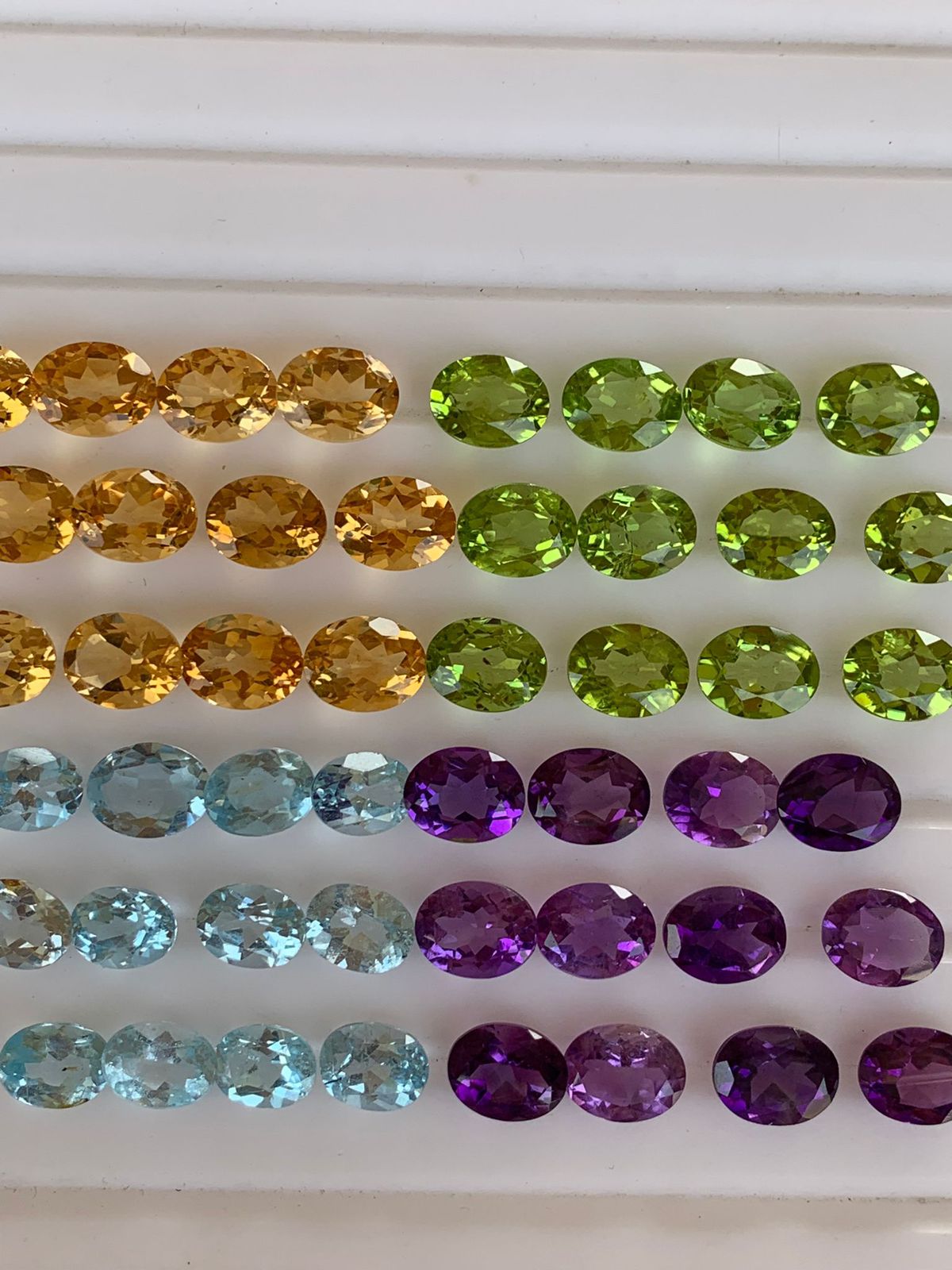 Deal of Oval Amethyst, Peridots, Citrine, Topaz Pairs | Green purple blue Yellow