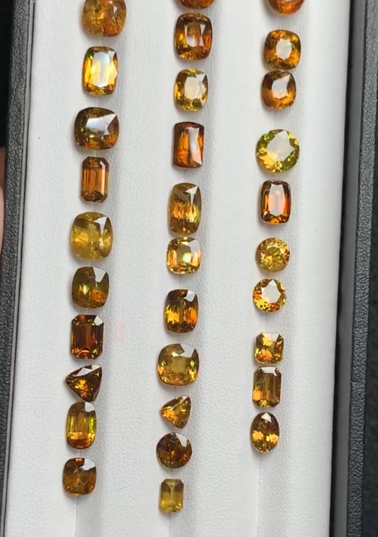 Oval Emerald cut Natural Yellow Sphene Deal / Titanite- from Fata Pakistan