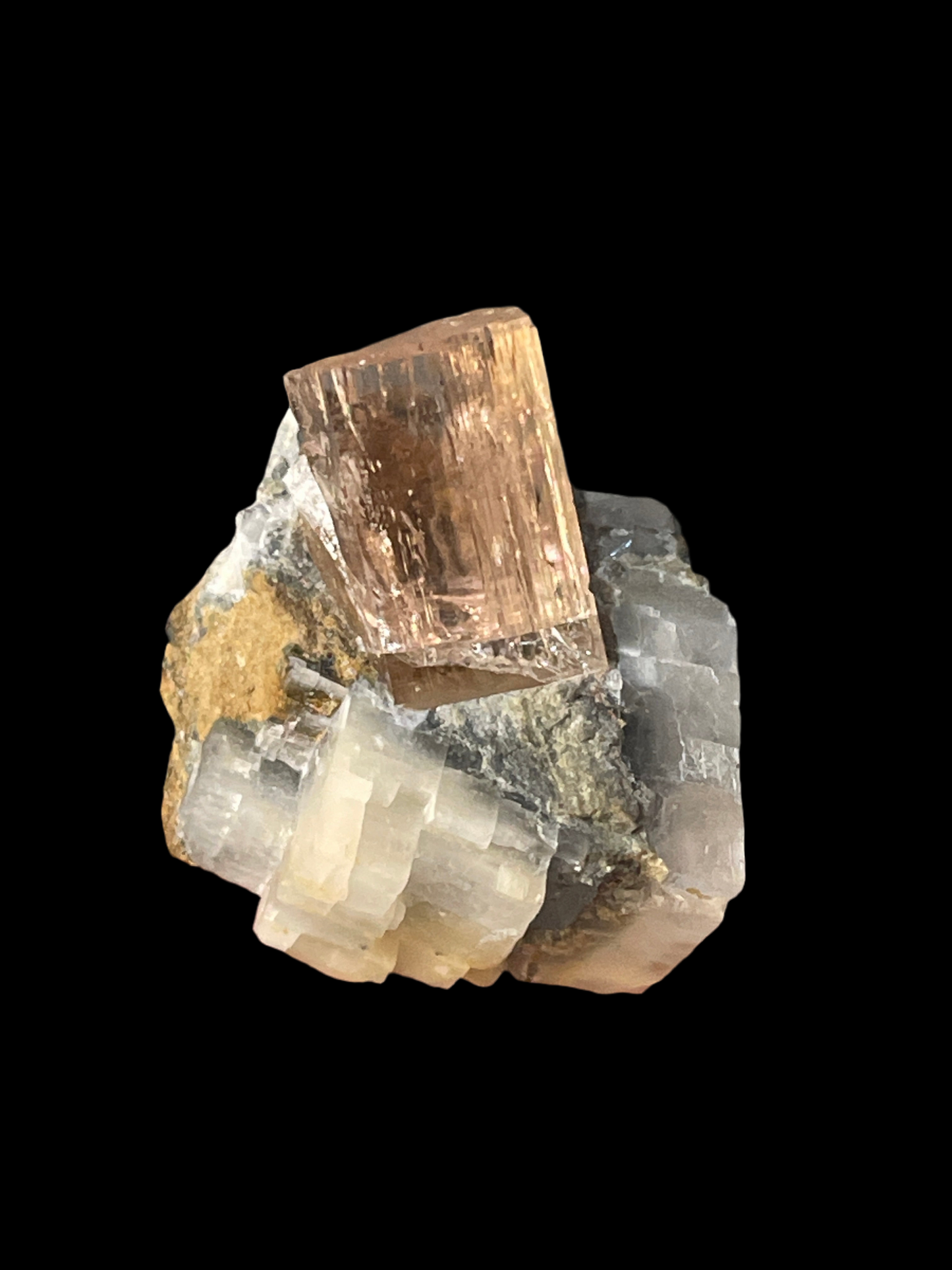 Natural Golden topaz crystal on metrix