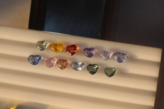 9.3 carats Natural Heart Shape Sapphires Deal - Pink Blue, Yellow, Green Purple