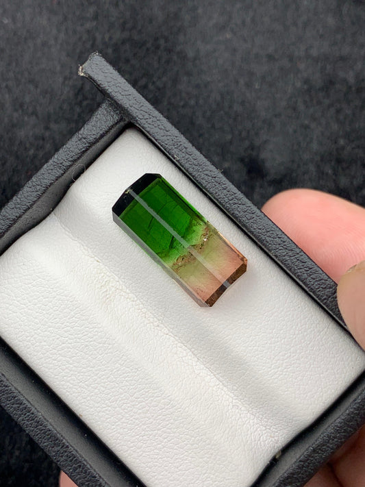 11.10 ct Emerald Cut Watermelon Tourmaline  Green Orange