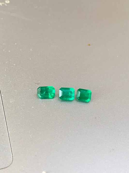 3 Pieces Emerald Cut Vivid Green Emerald Deal