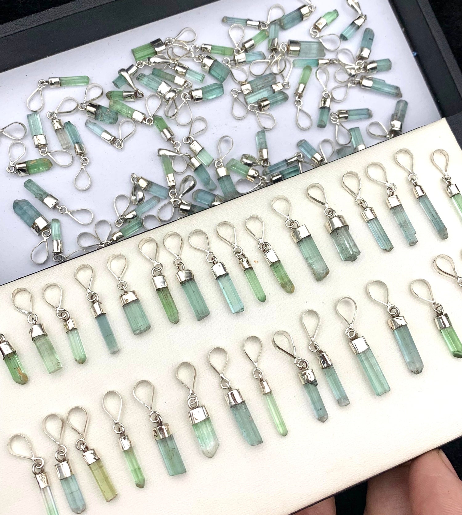 Green Tourmaline Raw Crystal Pendants