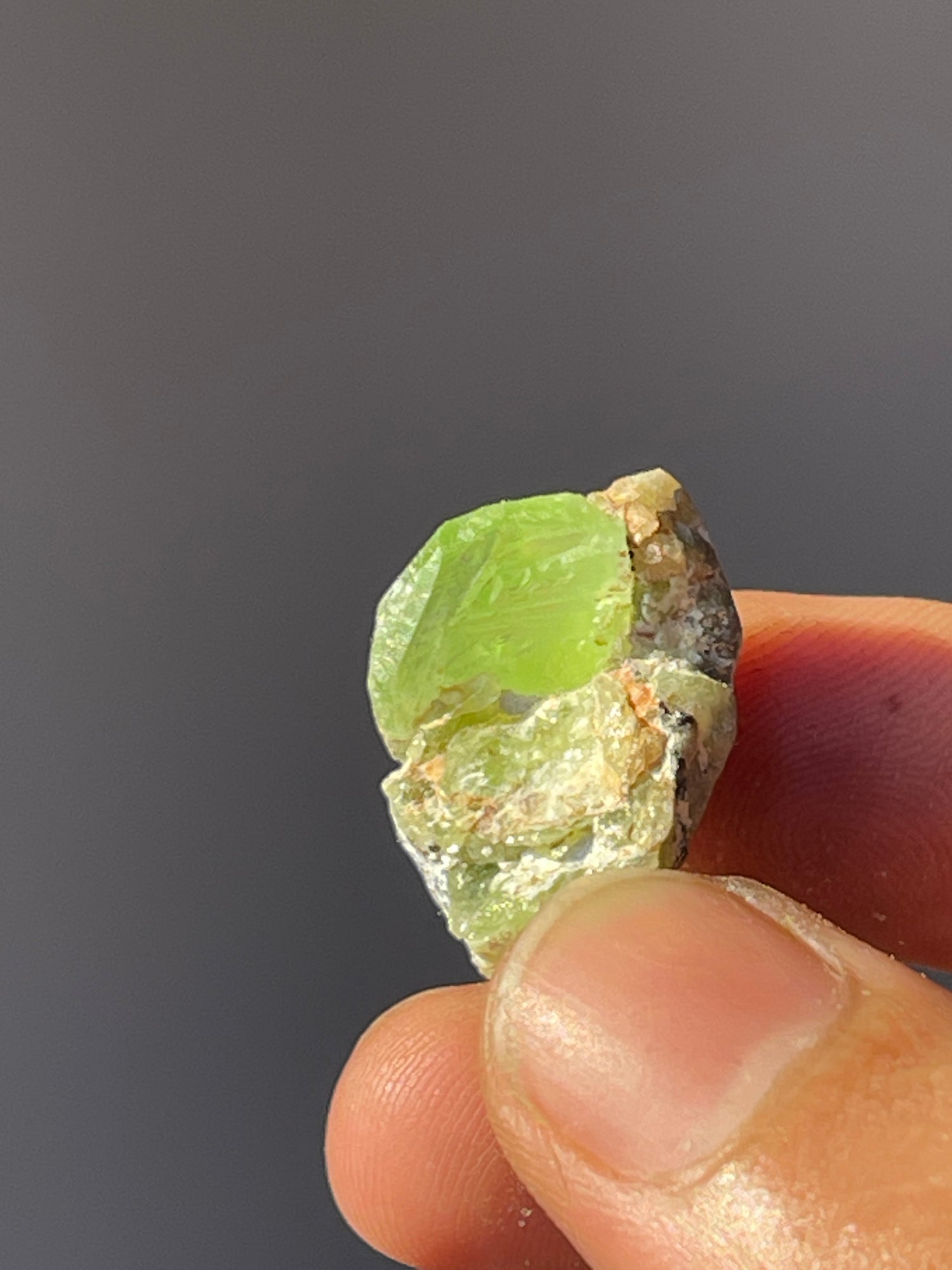 5.54 grams Peridot Crystal on Feldspar