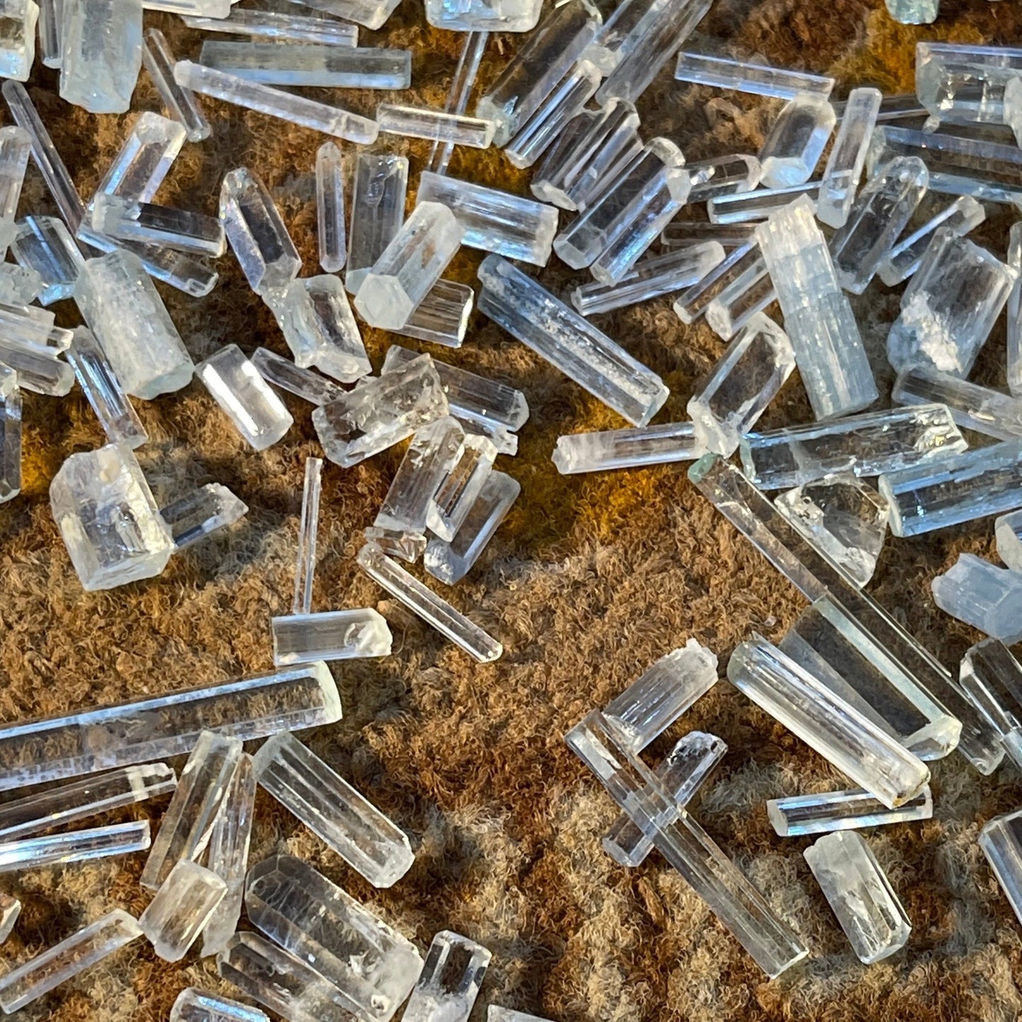 Rough aquamarine crystals