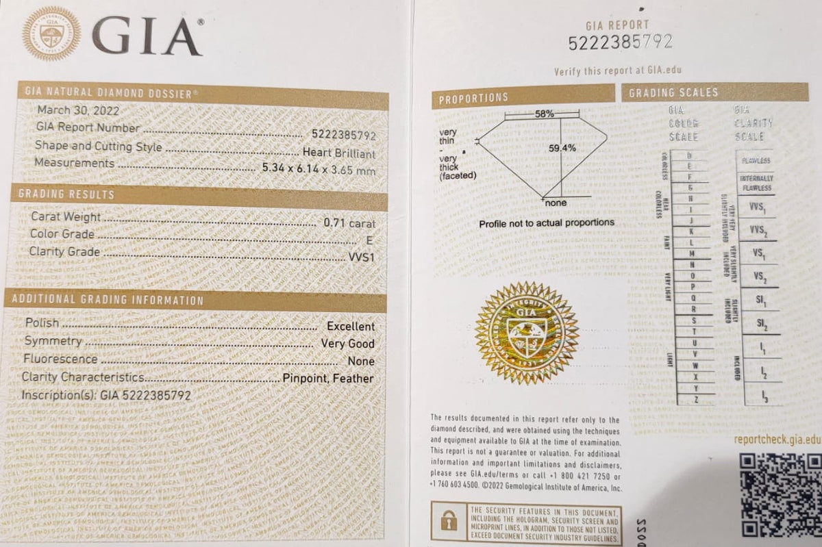 GIA Certificate for Natural Diamond Stone