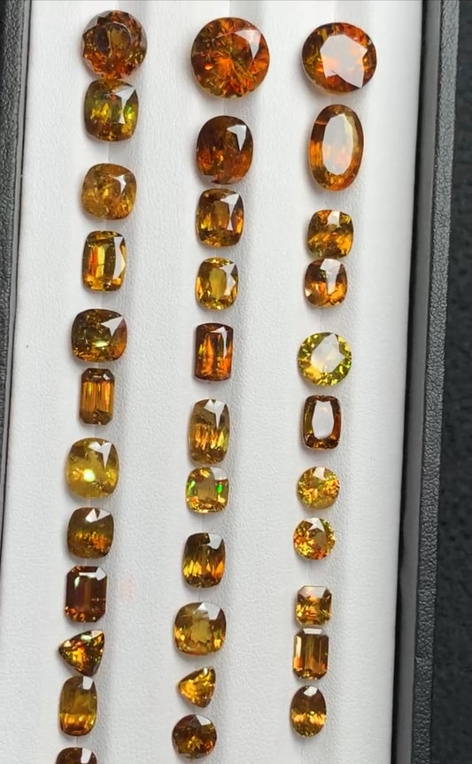 Oval Emerald cut Natural Yellow Sphene Deal / Titanite- from Fata Pakistan