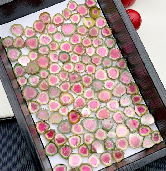 140 Carats Watermelon Tourmaline Slices | Pink -Green