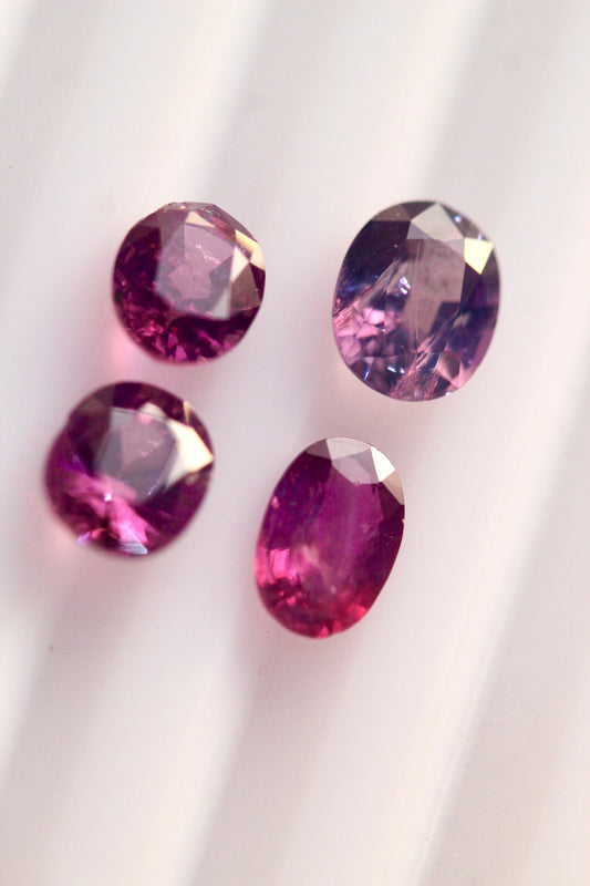 4 Pieces Oval Octagonal Natural Kashmir pink Sapphires