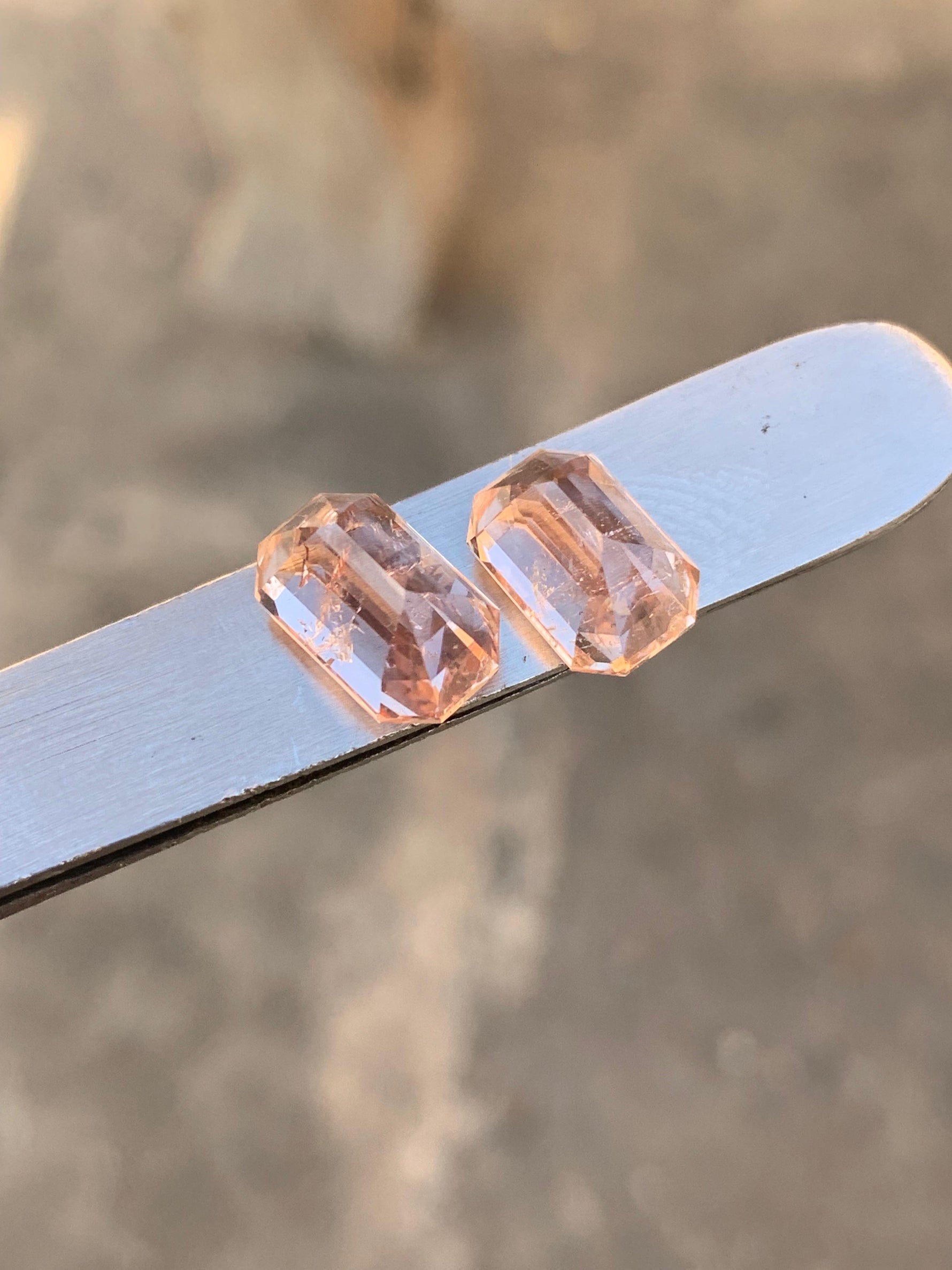 Pair of Katlang topaz gemstones 