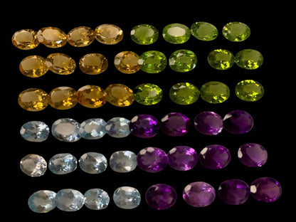 Amethyst, Peridots, Citrine, Blue Topaz faceted stones