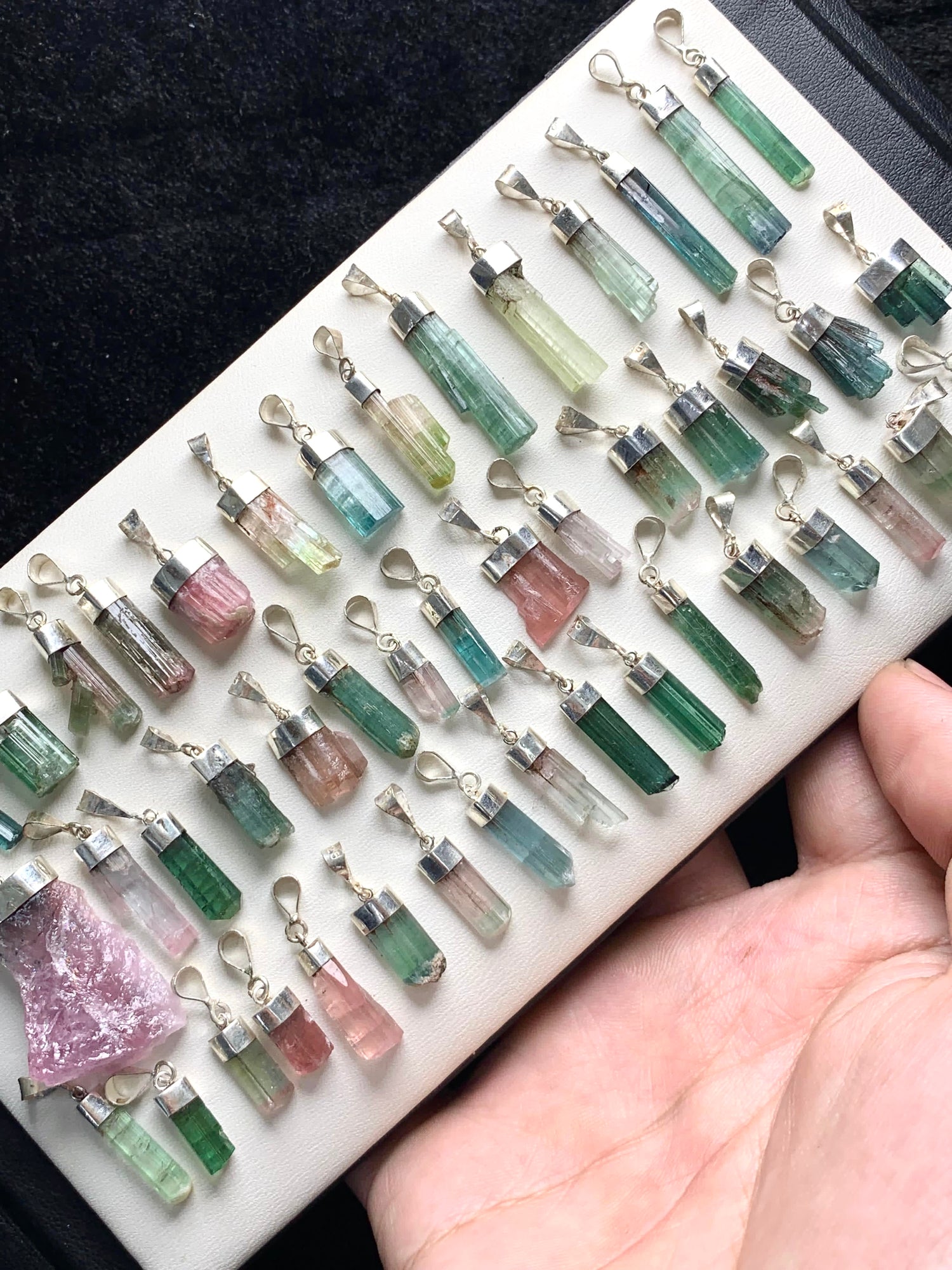 Multicolor Raw Tourmaline Pendants Silver Sterling Deal Bulk