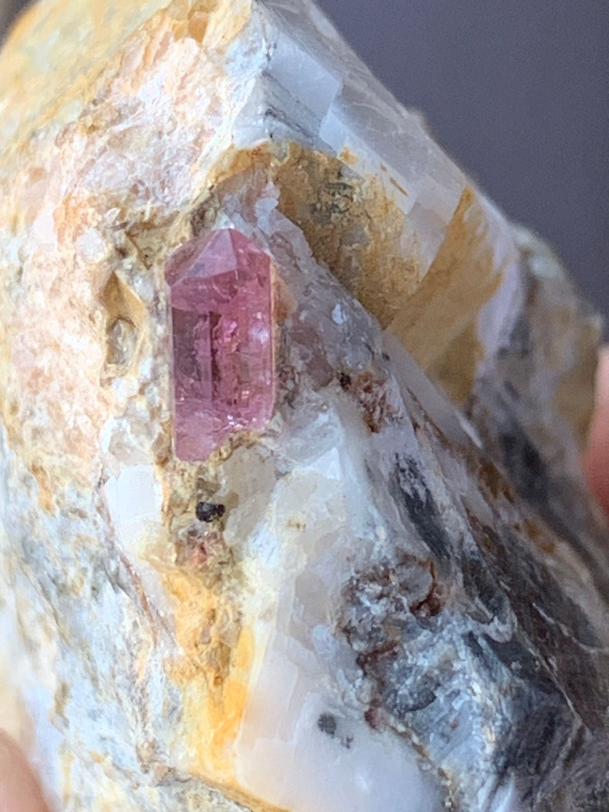 50 gram Aesthetic Rare Tiny Pink Topaz Crystal on Metrix , Katlang Pakistan