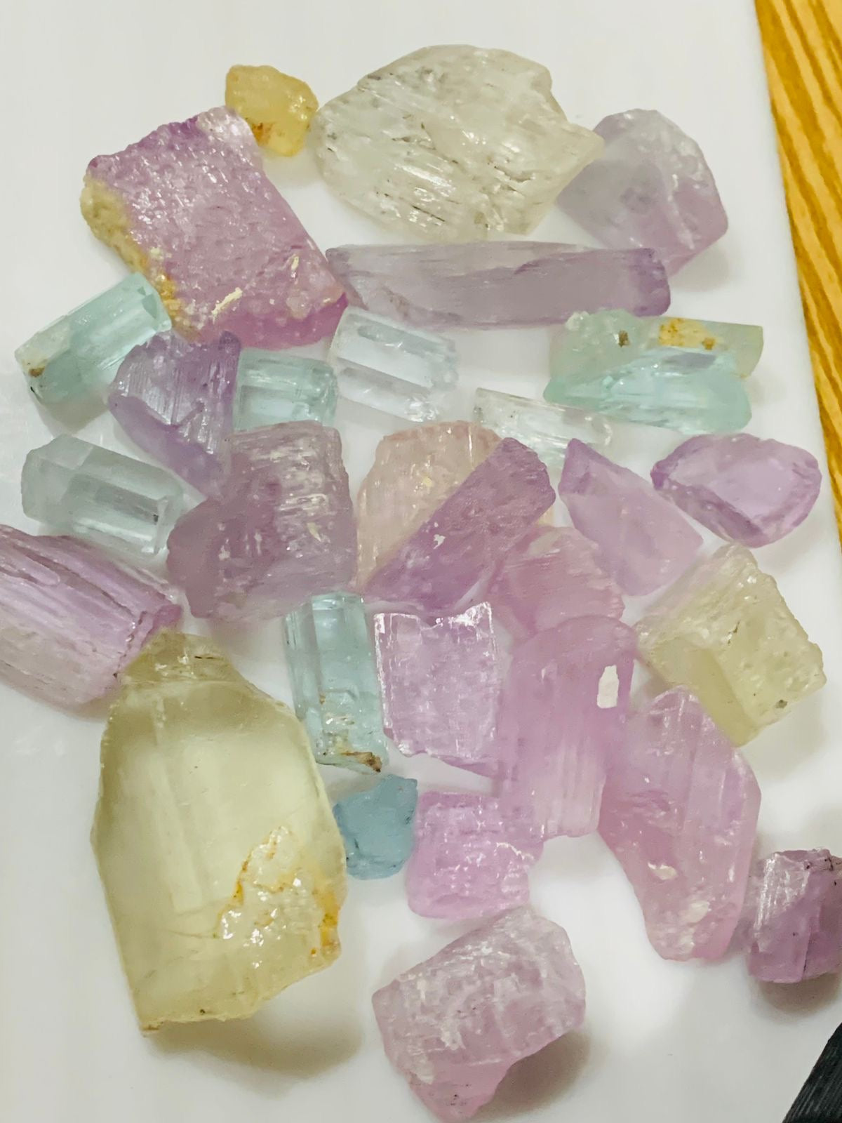 Kunzite and Aquamarine Raw Crystals Gem Box Deals