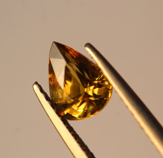 1.09 carats Pear Rare Natural Yellow Chrysoberyl