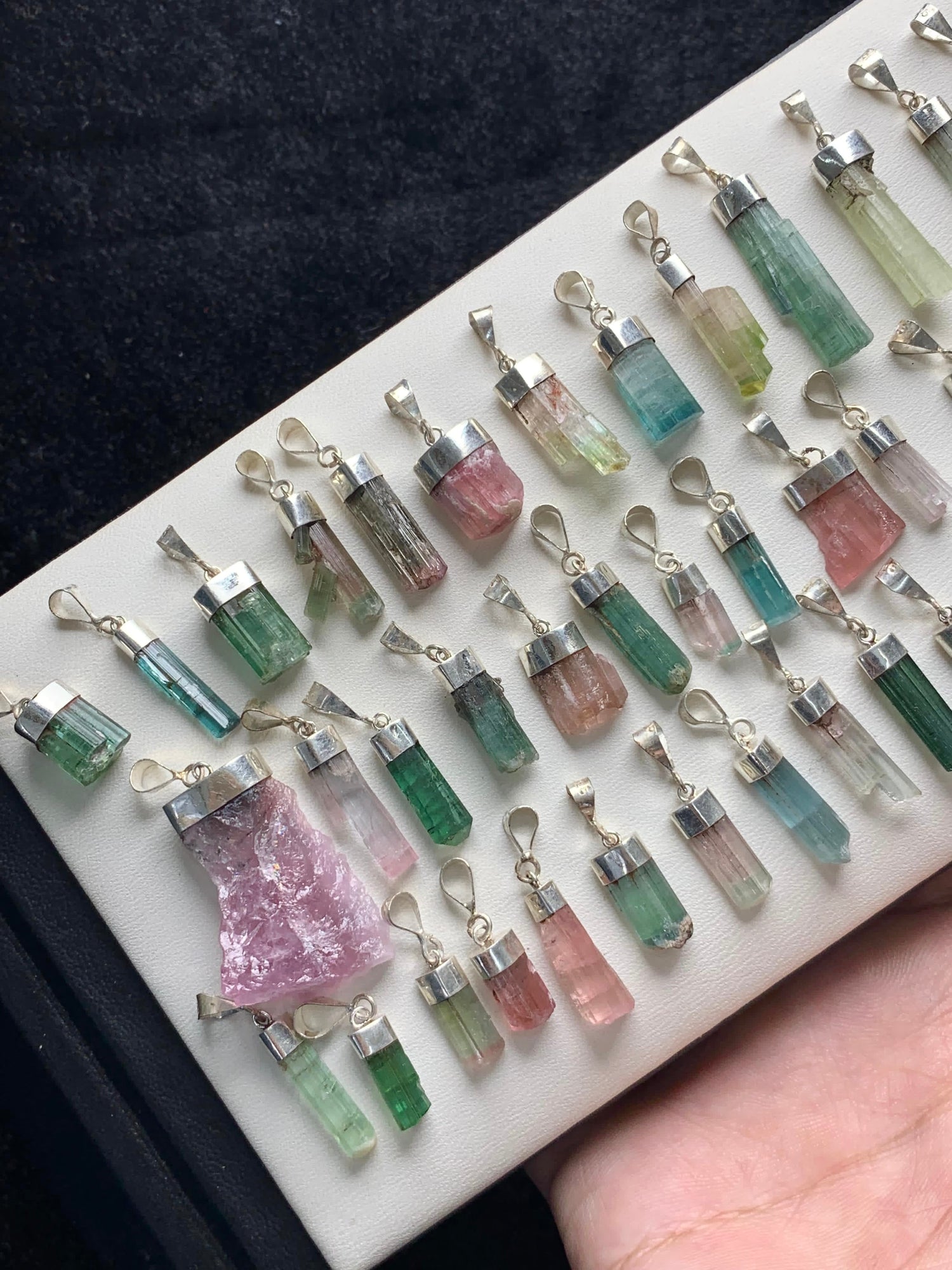 Multicolor Raw Tourmaline Pendants Silver Sterling Deal Bulk