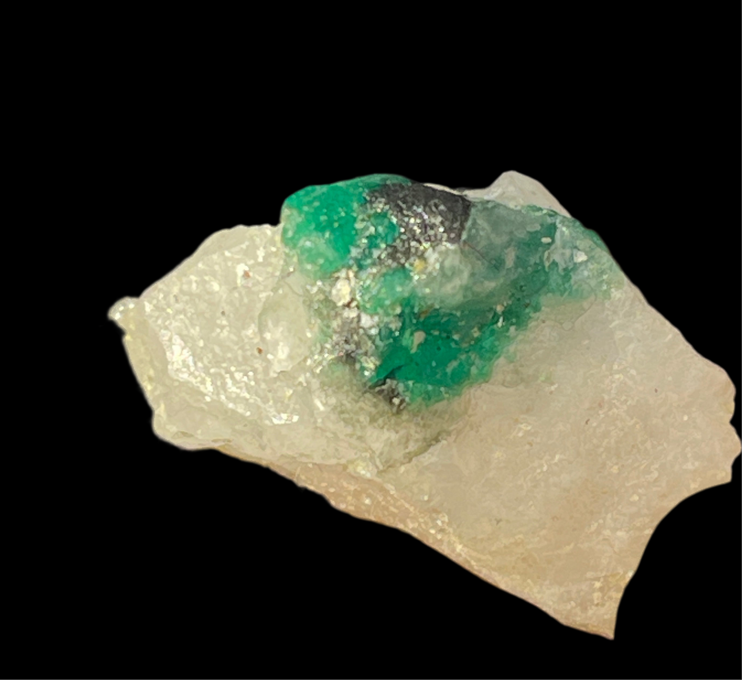 8.8 grams Vivid Green Emerald Stone on Calcite from Swat Pakistan