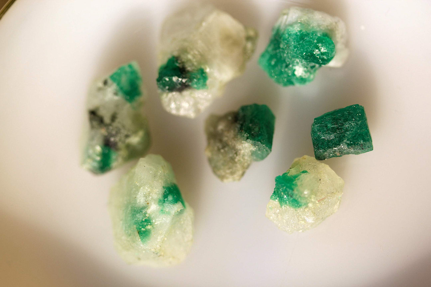 Raw Emerald specimens on Calcite  3