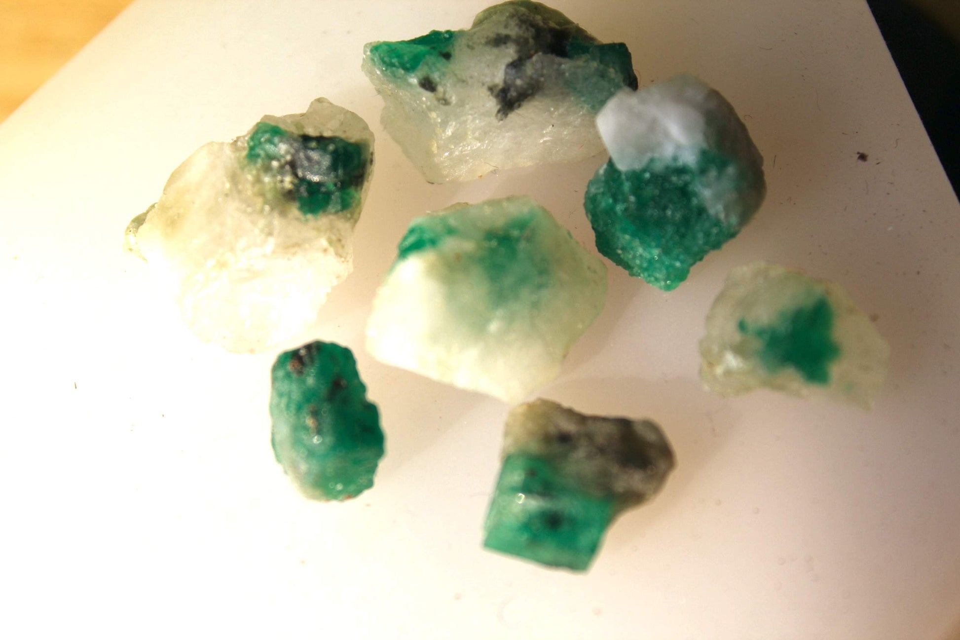 Buy Rough Emerald specimens on Calcite 