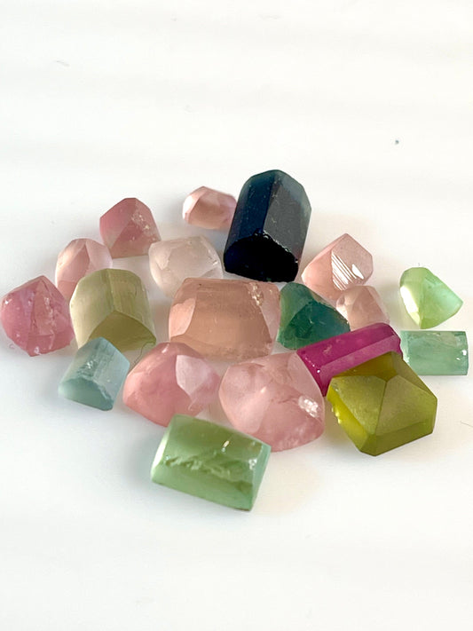 26 carats Preformed Raw Tourmaline | Pink Tourmaline Stones | Green Tourmaline