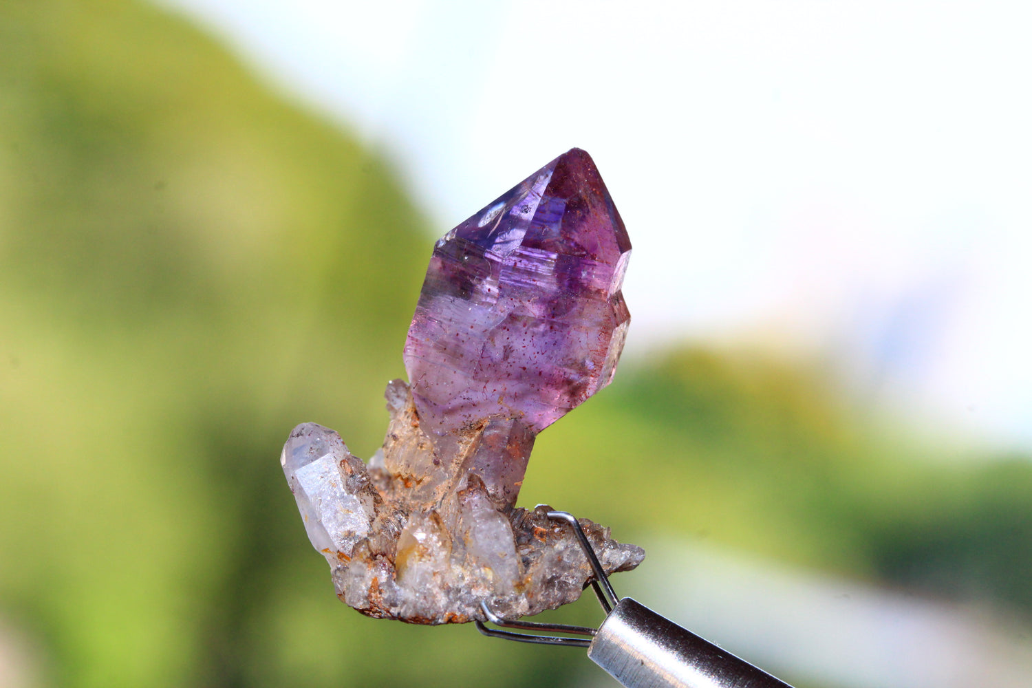 5.7 Grams Rare Super 7 Amethyst Enhydro Quartz Crystal