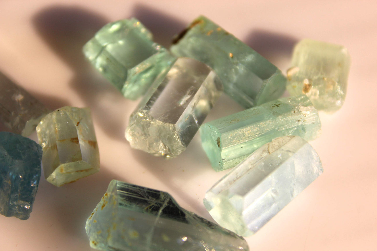 Rough Aquamarine Hexagonal Crystals