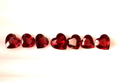 7 Pieces Heart Shape Rhodolite Garnets -Purplish Red