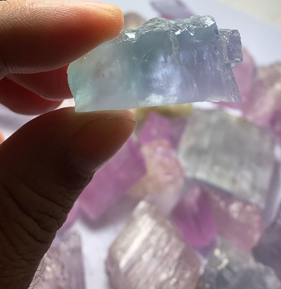 Pink Kunzite Raw Crystals for Faceting / Collection Deal