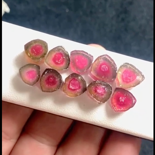 50 carats Watermelon Tourmaline Slices | Green Tourmaline | Pink Tourmaline