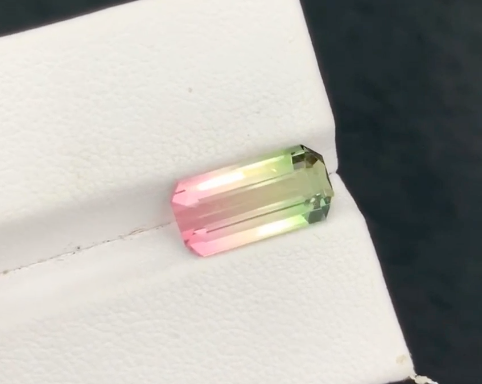 2.7 carats Emerald Cut Natural Bi color Tourmaline - Green Pink