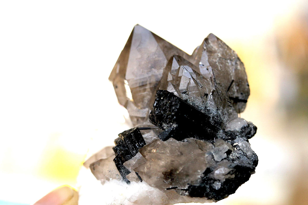 Smoky Quartz Cluster with Feldspar - Fine Mineral Specimen