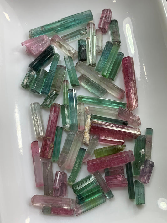 140 carats Green Pink Tourmaline Rough Crystals