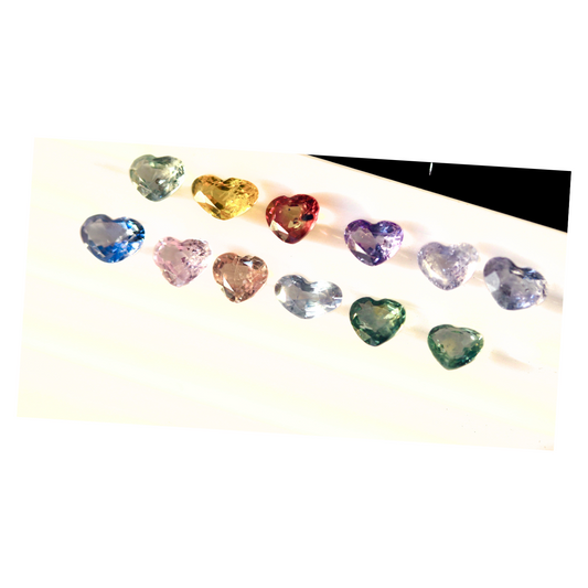 9.3 carats Natural Heart Shape Sapphires Deal - Pink Blue, Yellow, Green Purple