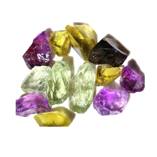 100 Grams / 500 Carats Rough Facet Grade Rough Amethyst, Lemon Quartz, Prasiolite, Citrine