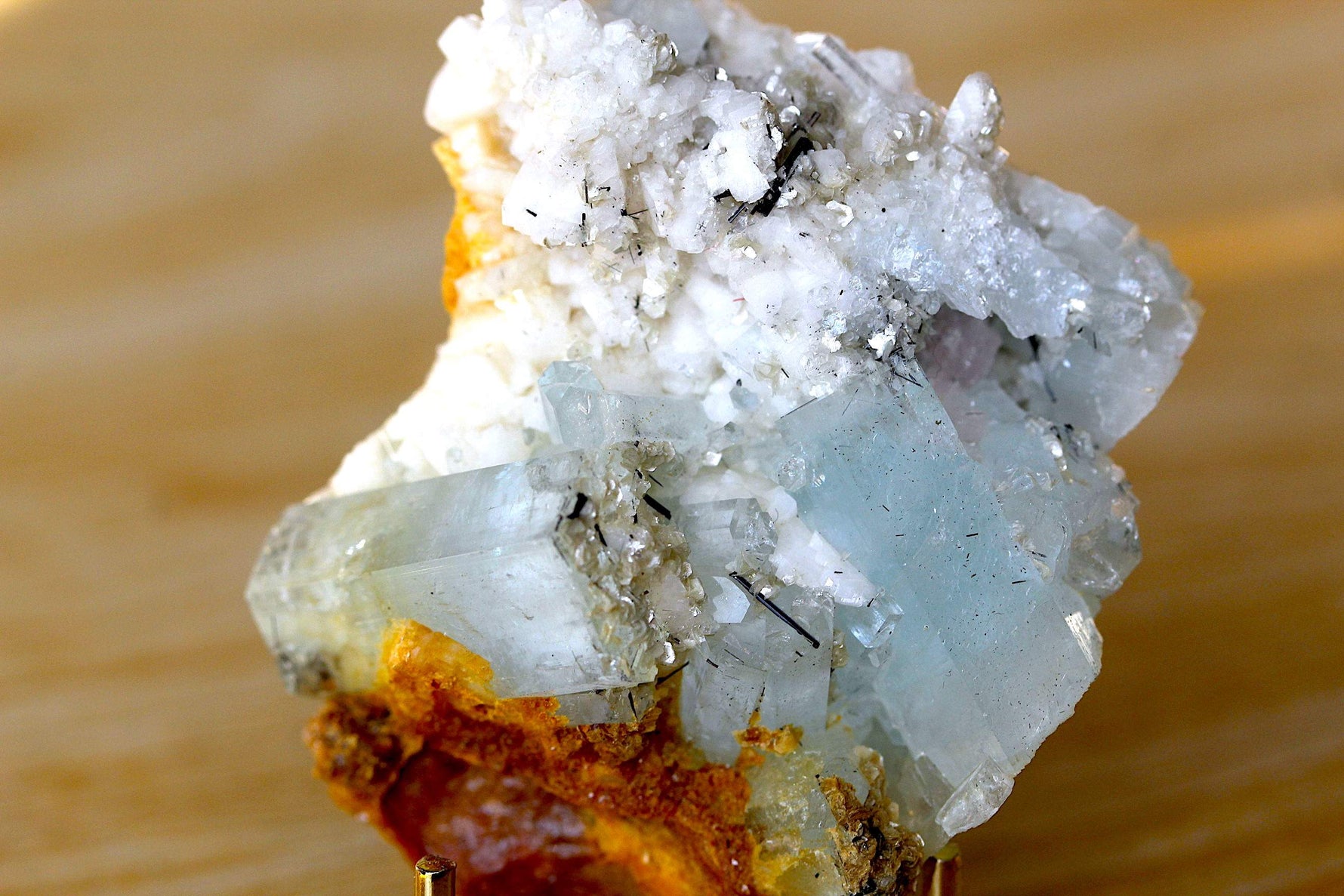 Blue Aquamarine crystal on Feldspar from Skardu Pakistan