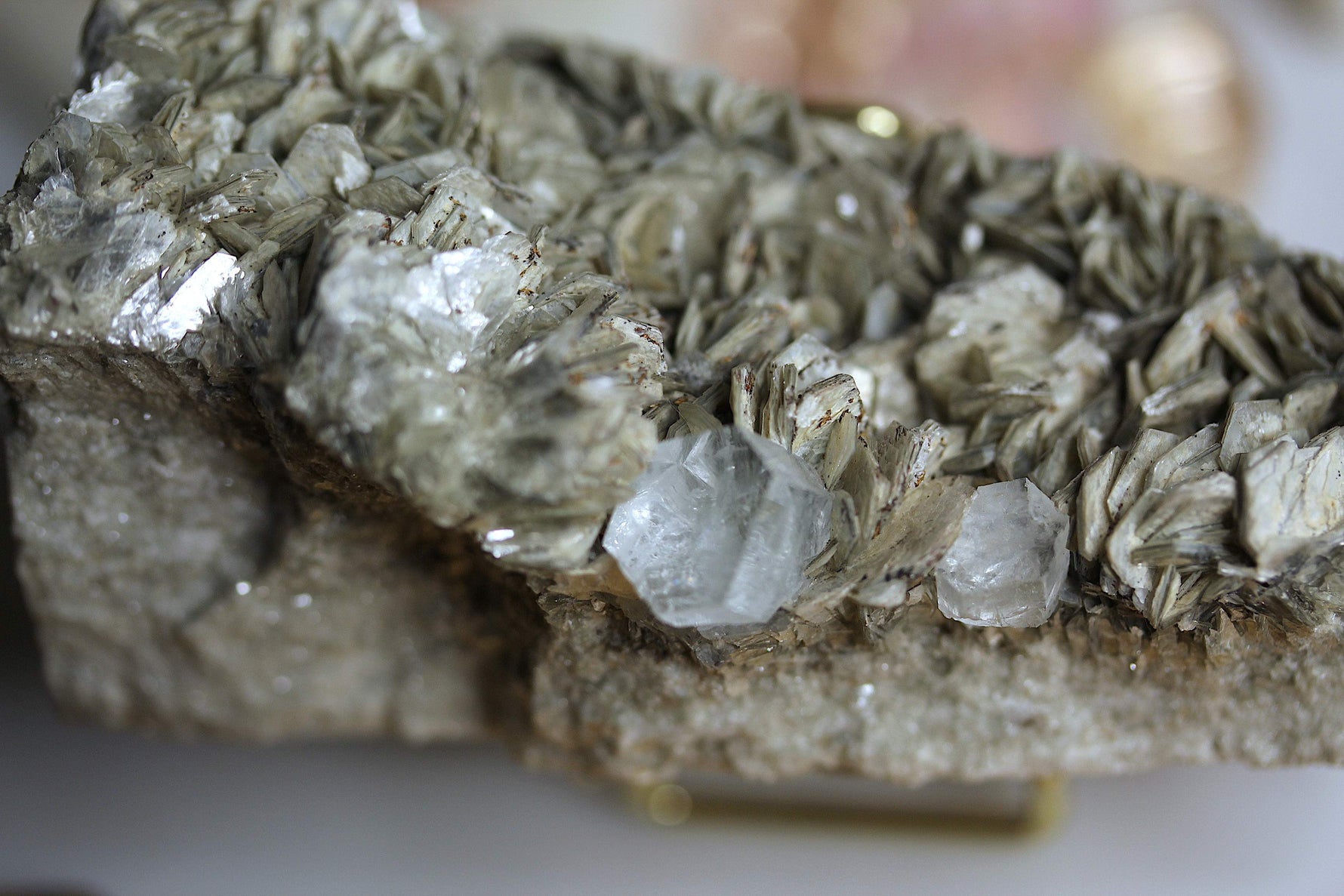 Goshenite on Mica Specimen for collectors