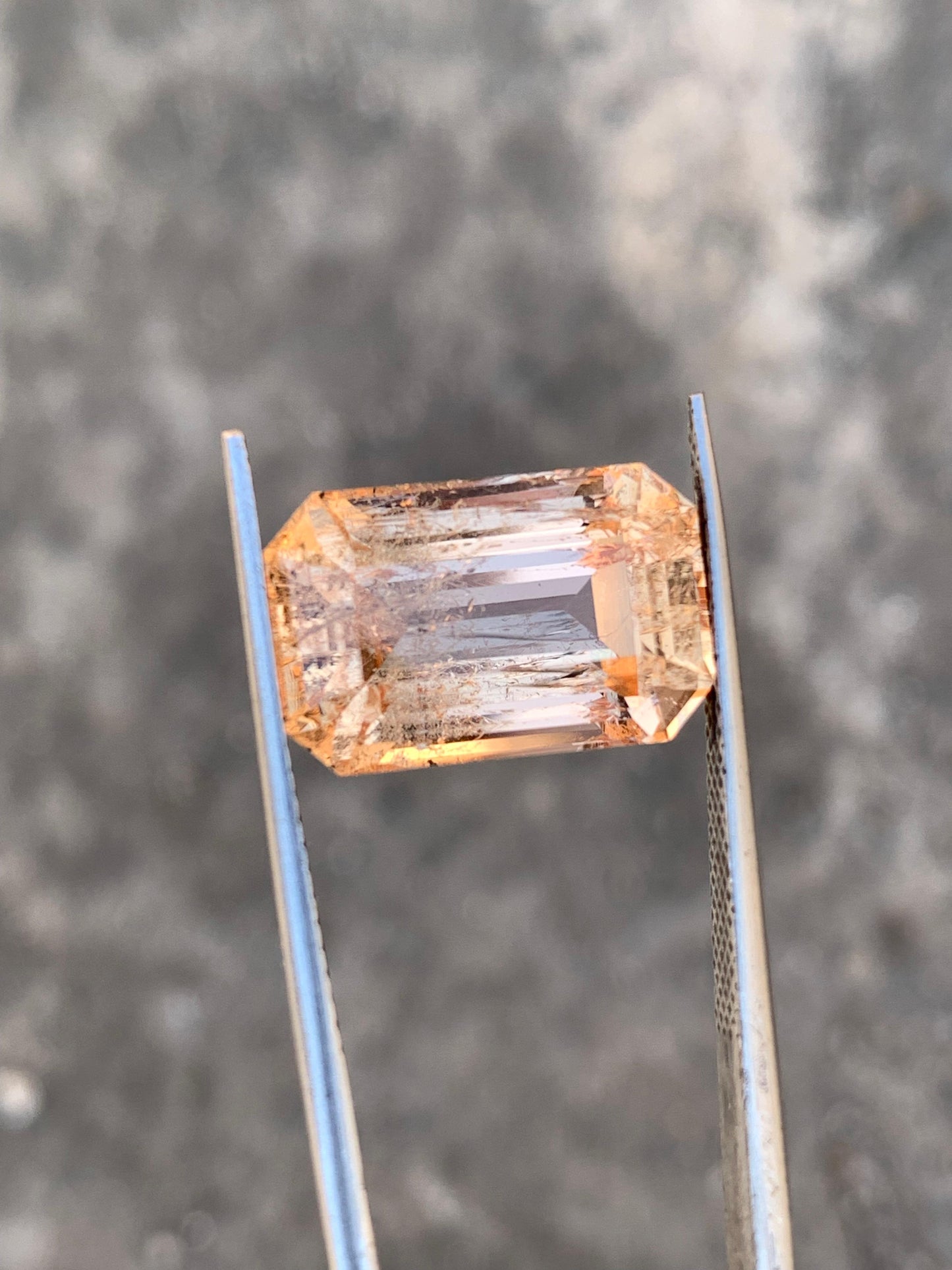 13 Carats Emerald Cut Peach Katlang Topaz