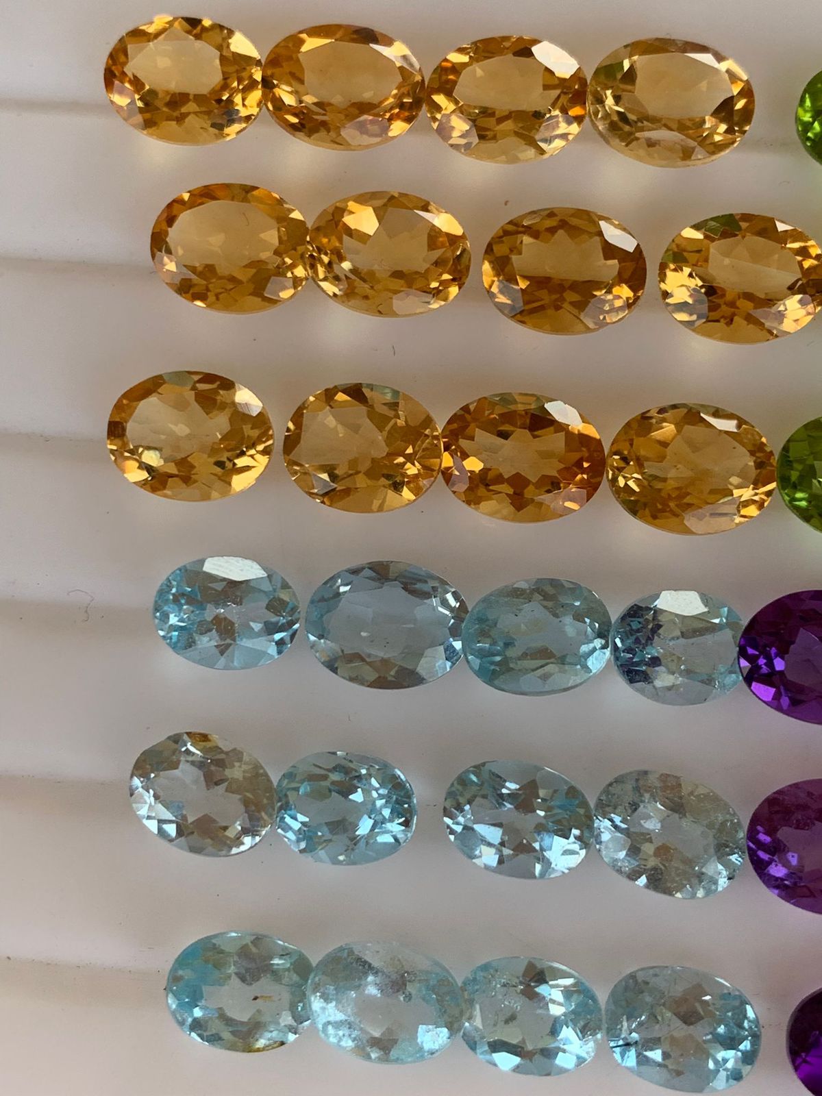 Deal of Oval Amethyst, Peridots, Citrine, Topaz Pairs | Green purple blue Yellow