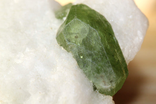 Chrome Diopside Crystal on Calcite